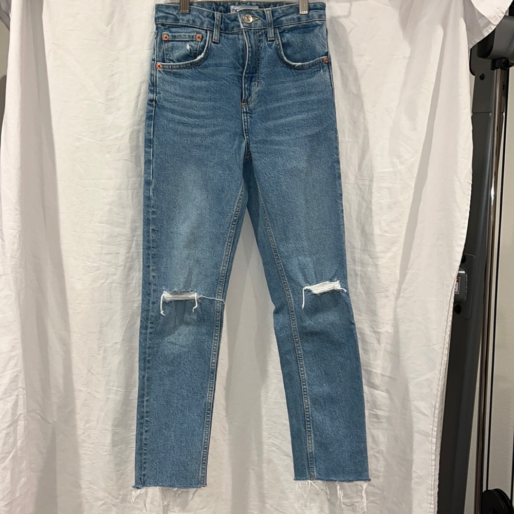 zara straight leg high waisted jeans